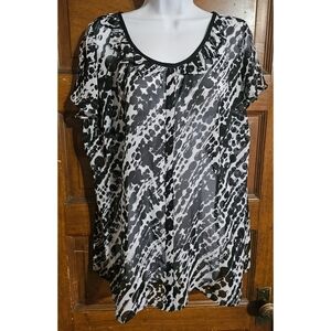 Woman's Plus Size Semi Sheer Polka Dot Top